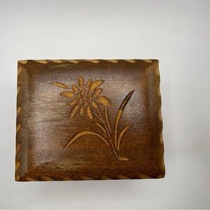 Carved Wooden Box with Floral Design